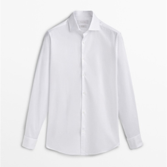 NWT. Massimo Dutti White Slim Fit Cotton Twill Shirt. Size 16,5. - Picture 4 of 14